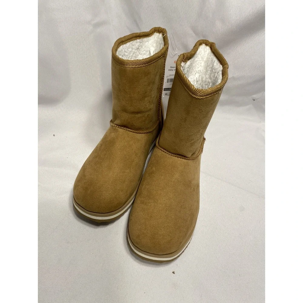 NEW wonder nation girls brown tan faux fur lined boots size 6‎